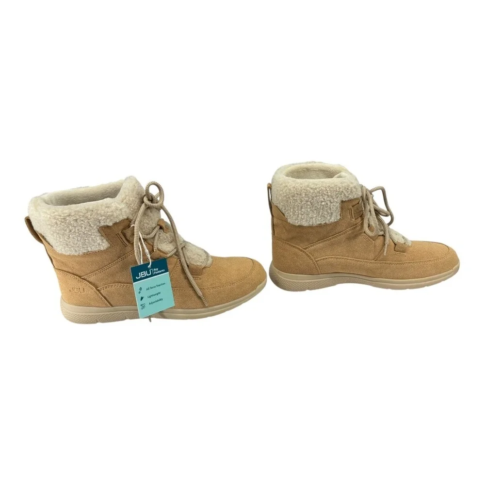 JBU Jambu Freeze Tan FauxShearling LaceUp Booties Lightweight Traction‎ 8M NIB